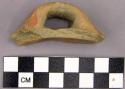 Black on orange rim sherd with base of handle attached