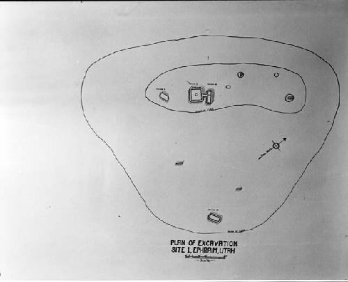 Survey drawing, site I, plan of excavation