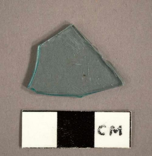 Flat glass fragments, aqua