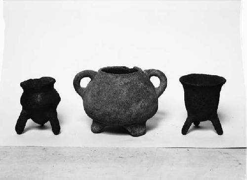 Three pottery vessels