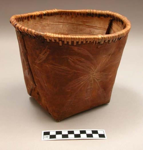 Bark basket with floral design