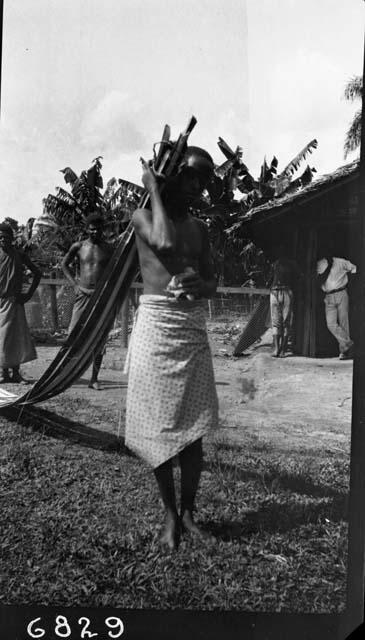 Bringing in Bamboo Laths for house Construction