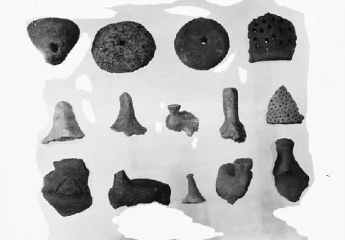 Fragments of altars, clay weights and sieve vessels