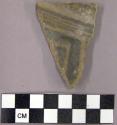 Black on white sherd with geometric pattern