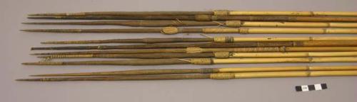 Single-pronged arrows with decorated bamboo tips