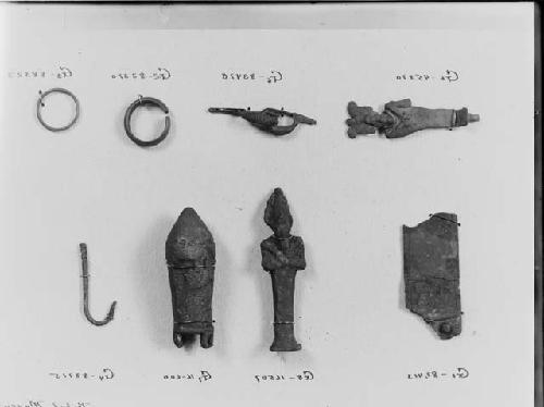 Bronze objects from tombs before cleaning
