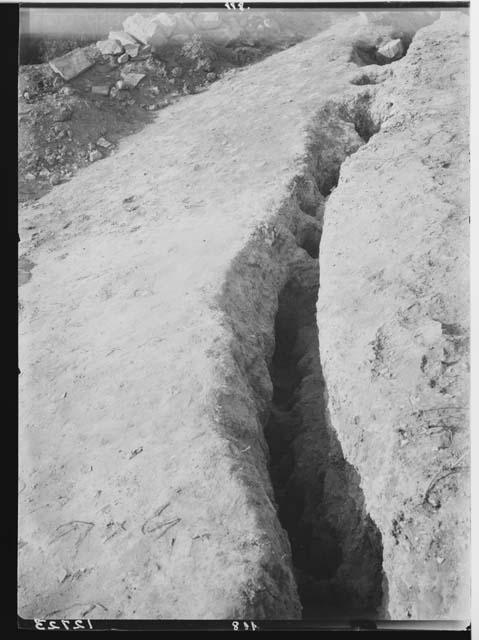 Palisade I - west section - postholes at slant - detial