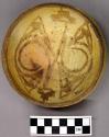 Bowl, polacca polychrome style c. int: zuni rain bird design; ext: slipped, no d