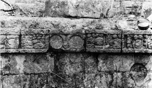 Temple 21a. Detail sculptured step entrance to inner chamber.