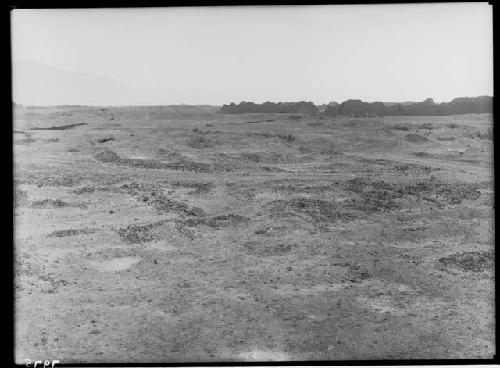 Remains of house foundations in Tello group - background, wall of Tschudi group