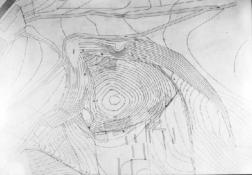 Chart of the dig, base lines, test blocks, sounding trenches, location of hubs