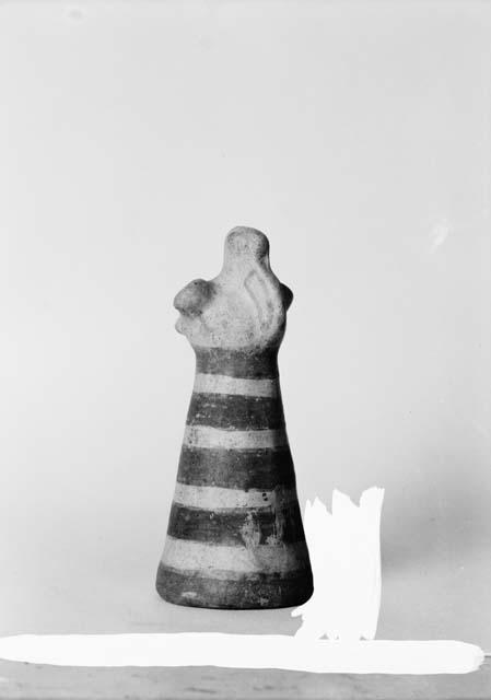 Polychrome pottery cone with effigy top, number 199