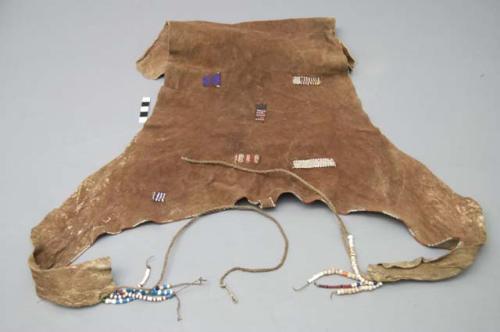 Breech clout, skin dyed; decorated with beads