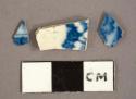 Whiteware sherds with blue transfer prints