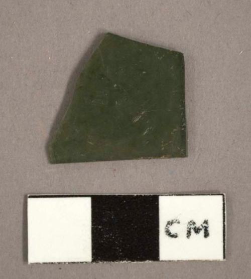 Flat glass fragments, one curved