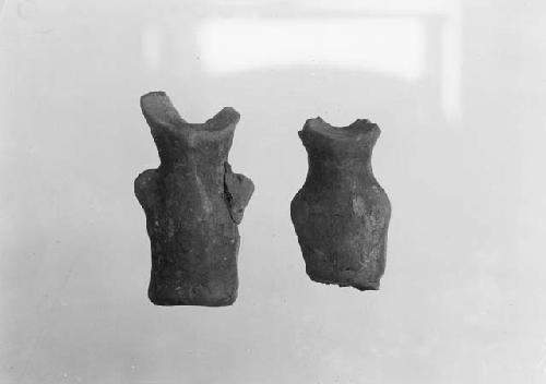 Baked clay figurines, frontal view, from pit 19