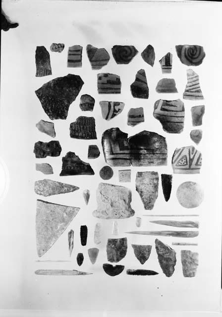 Pottery, stone, and bone objects