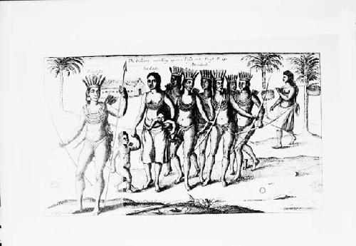 Indians marching upon a visit, or to feast