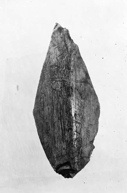 Engraved bone, side view