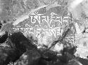 Boulder with "Om Mani Padme Hum" written in Tibetan