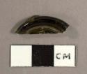 Bottle glass seal fragment, olive green