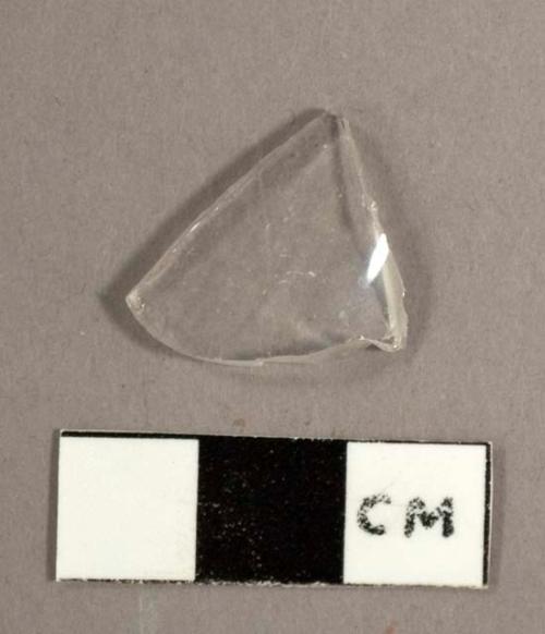 Bottle glass fragment, colorless