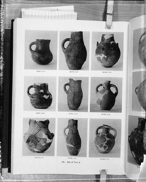 9 pottery vessels, used as part of exhibits in room 52, April 1966