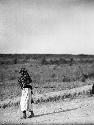 Woman and child on road