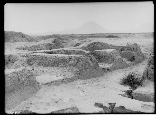 Southeast wall of building with vestige of ornaments in relief. Velarde group