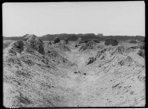 Narrow street between two central groups of ruins of Tschudi group, bearing northwest by southeast.