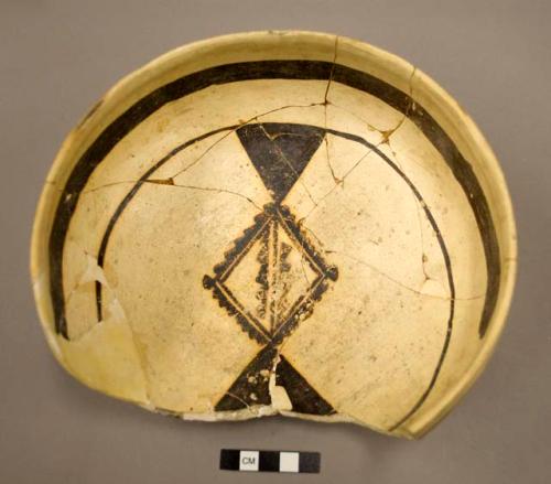 Part of Jeddito black-on-yellow pottery bowl