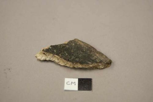 Ceramic, earthenware rim sherd, undecorated, grit-tempered, burned