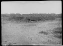 Walls of the principal building looking east toward Bandelier group