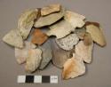 Biface fragment, stone chips, groundstone