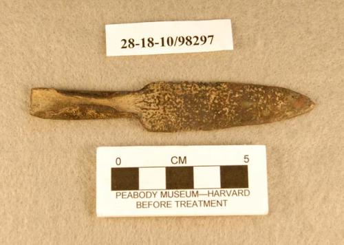 Metal, copper projectile point, serrated