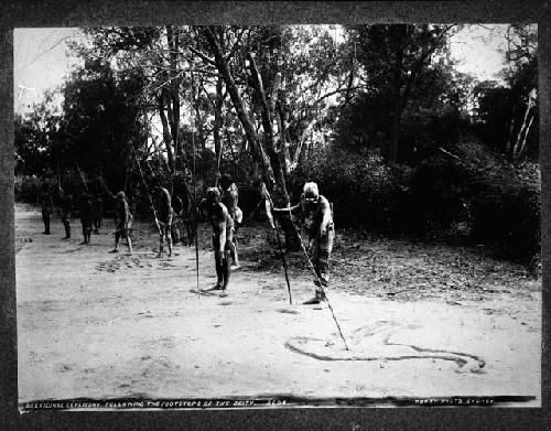 Aboriginal ceremony, following the footsteps of the deity