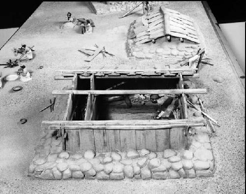 Model of house group of Hupa Indians