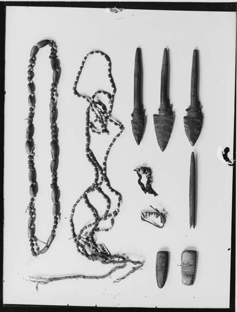 Beads; Foreshafts; Pipe and Atlatl Stone