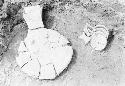 Exploratory pit 7, grave 1, showing plates, incensarios, jar