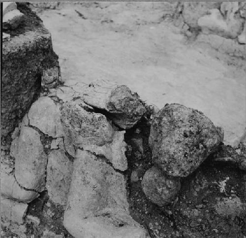 Stucco decoration of south serpent column at Structure Q159