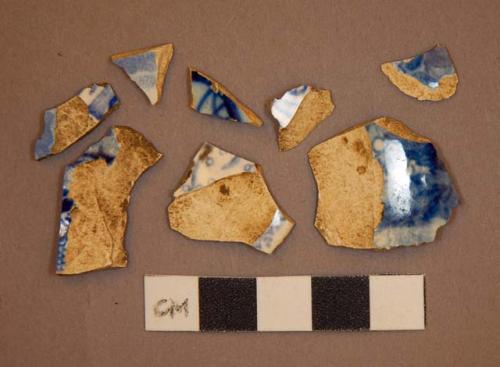 Ceramic, pearlware, sherds with blue transfer print