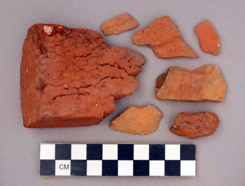 Brick, architectural, ceramic, red fragments