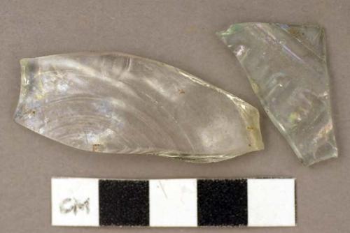 Glass, fragment, clear shards with molding