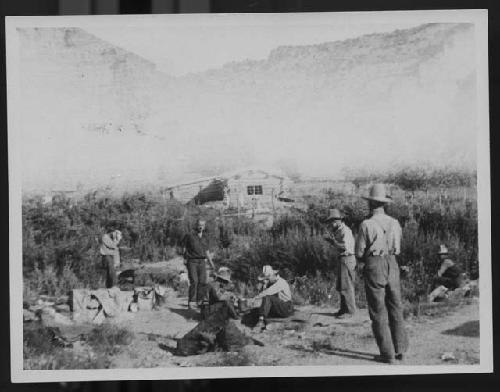 Camp at Wardle's Ranch;Thompson, N.Rust,Scott,Bowers,Kidder,D.Rust,Rasmussen