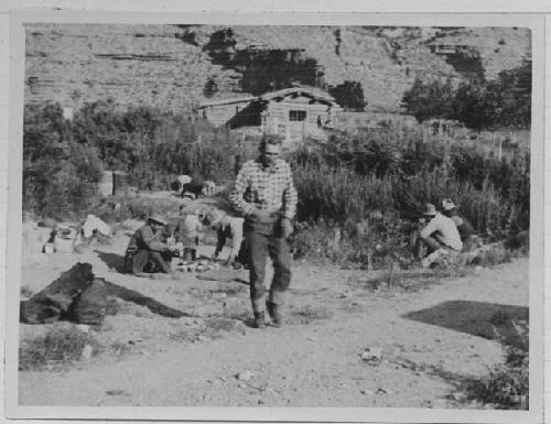 Camp at Wardle's Ranch; Scott, Bowers, Dave Rust, Thompson, Kidder, Rasmussen