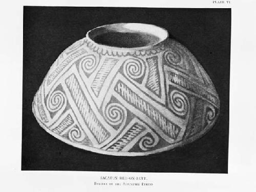 Pottery bowl, sacation red-on-buff, of the sedentary period