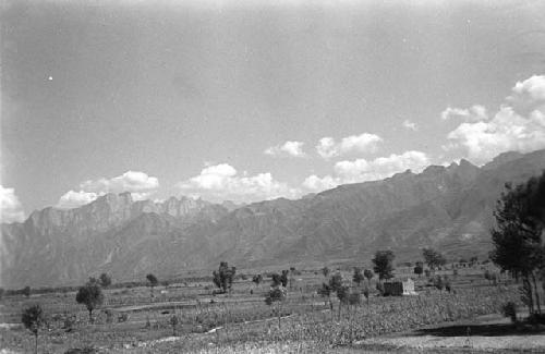 Hua Shan and farmland, from train