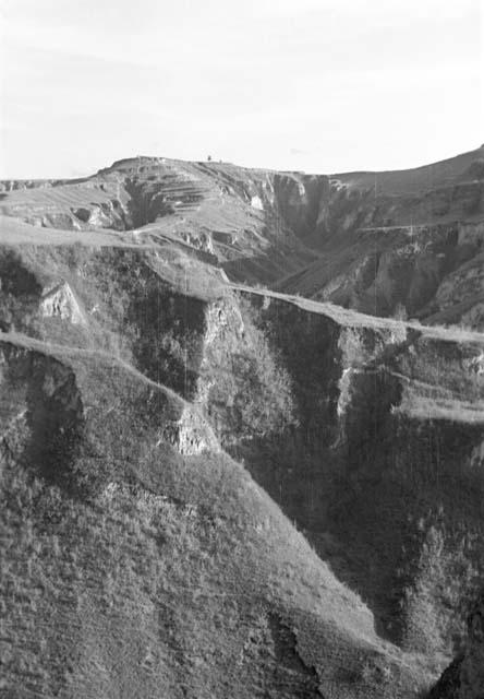 Road near summit of high hills