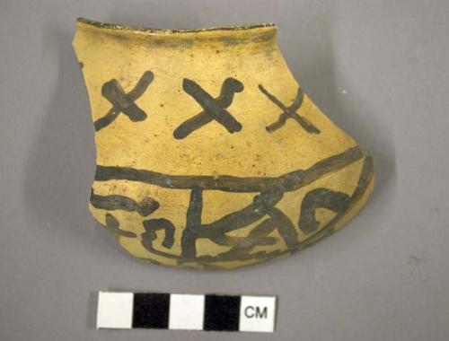 Part of small Jeddito black-on-yellow pottery jar