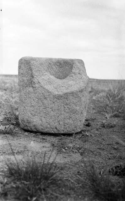 Large stone vessel partially hollowed